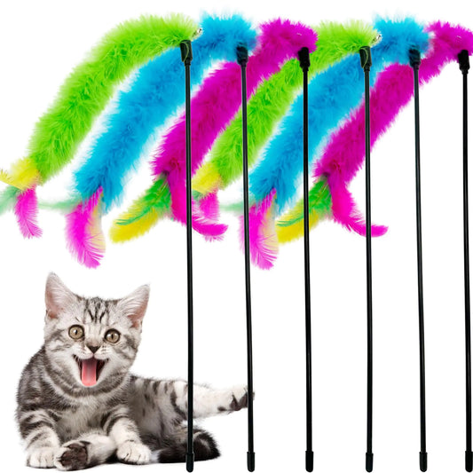 6-Piece Cat Teaser Wand Set